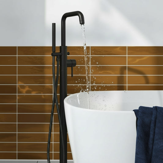 Matte Black Freestanding Bath and Shower Mixer