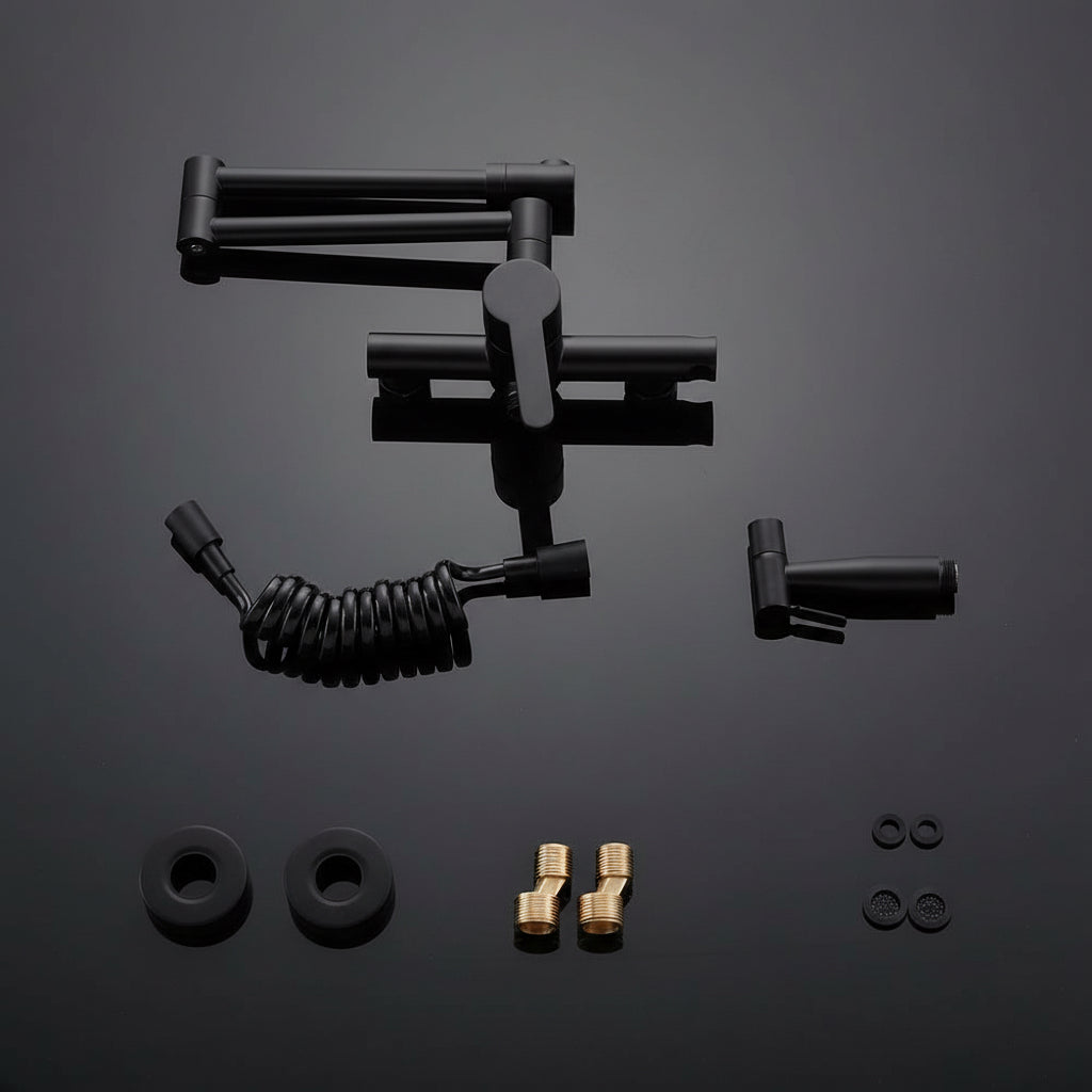 Retractable Pot Filler Wall-Mounted Faucet — Matte Black