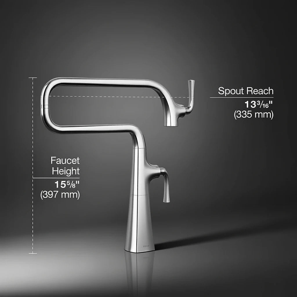 Deck-Mounted Pot Filler Faucet – Dual-Arm High-Flow Modern Design