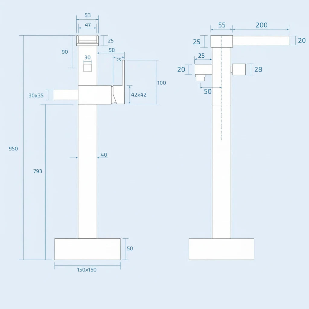 Matte Black Waterfall Freestanding Bath and Shower Mixer