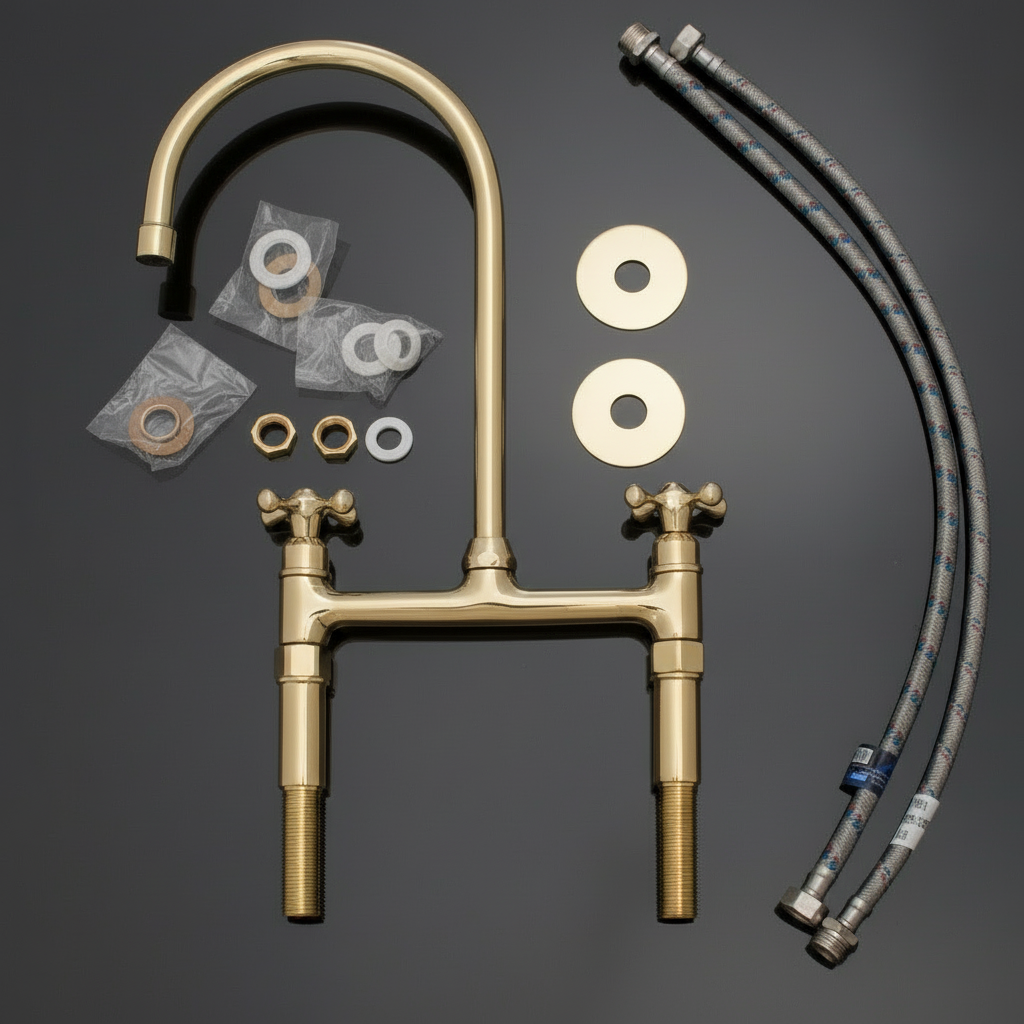 Unlacquered Brass Kitchen Faucet – Vintage Patina Finish