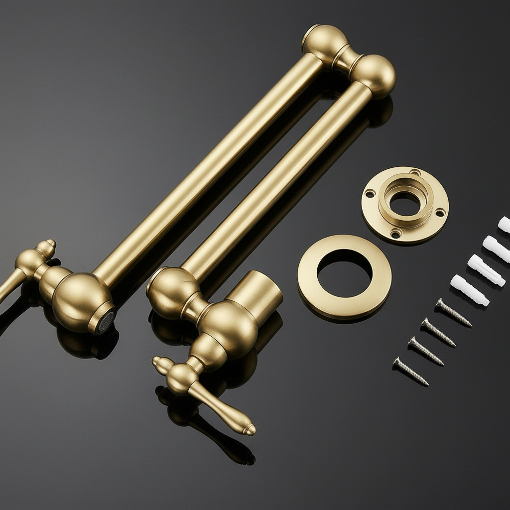 Brass Kitchen Faucet with Pot-Filler Function – Pull-Out Dual Water Control