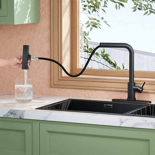 Waterfall Pull-Down Kitchen Faucet – Dual-Mode High Arc Commercial Design