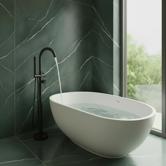 Freestanding Floor-Mounted Mixer Faucet — Premium Solid Brass