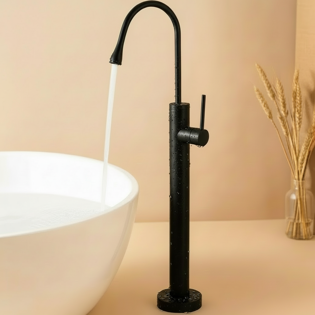 Freestanding Bathtub Mixer Faucet — Contemporary Floor-Mounted Design