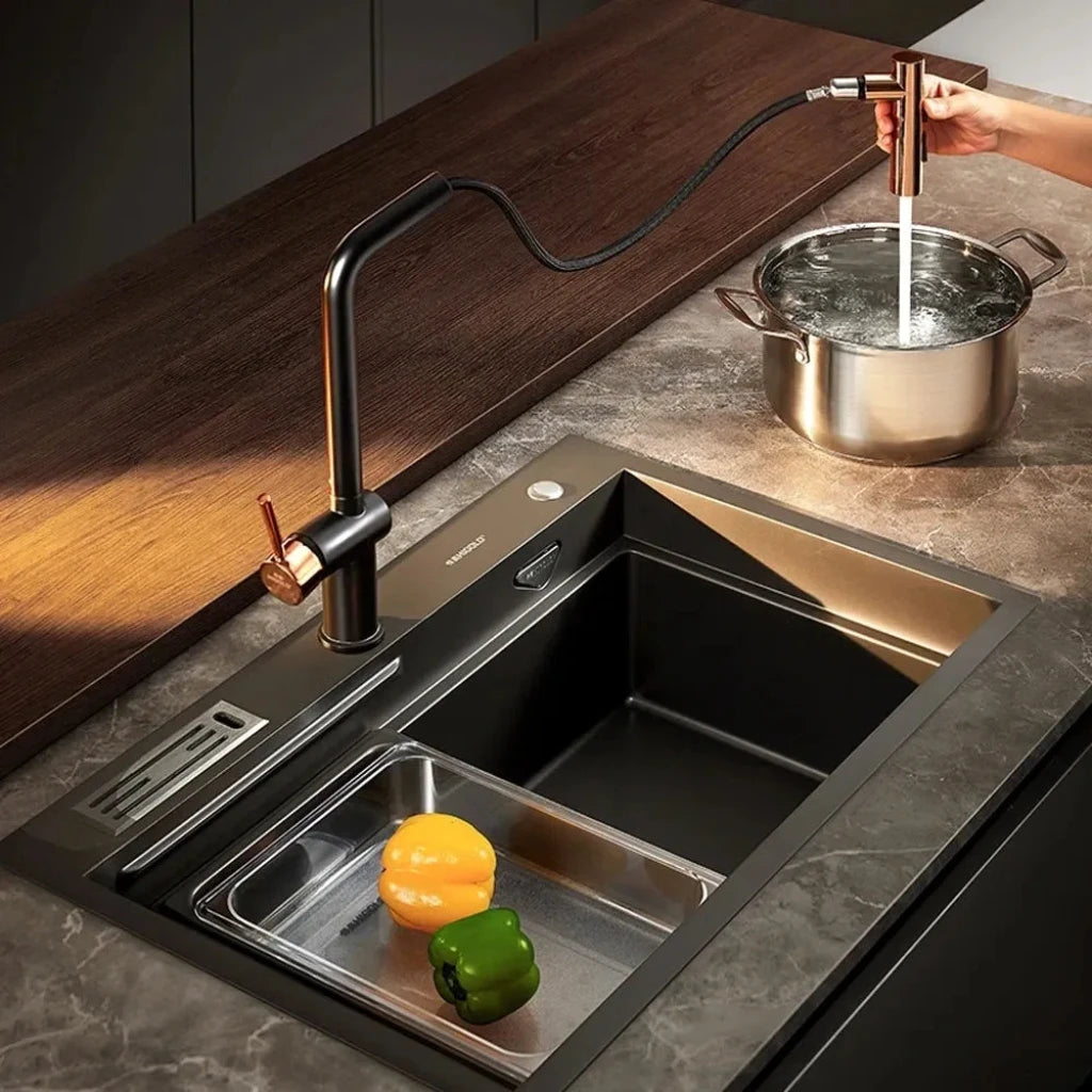 Designer Pull-Down Kitchen Faucet – High Arc Precision Spray