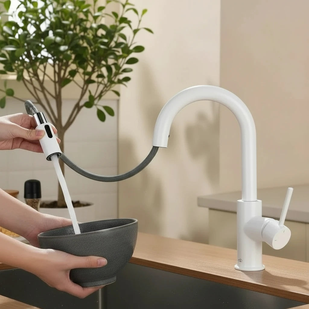 Pull-Down Kitchen Faucet with Accessories – Modern High Arc Design