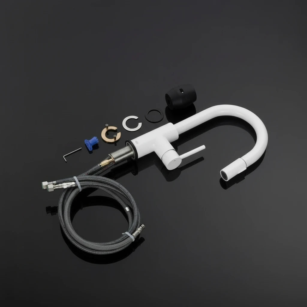 Pull-Down Kitchen Faucet with Accessories – Modern High Arc Design
