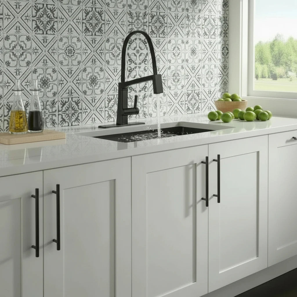 Exposed-Hose Pull-Down Kitchen Faucet – Modern Professional Single-Handle Design