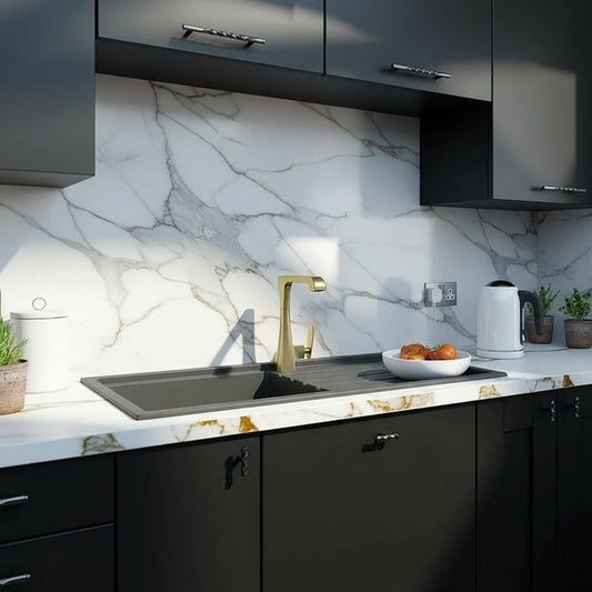 Single-Lever Kitchen Mixer Tap — Brushed Brass Finish