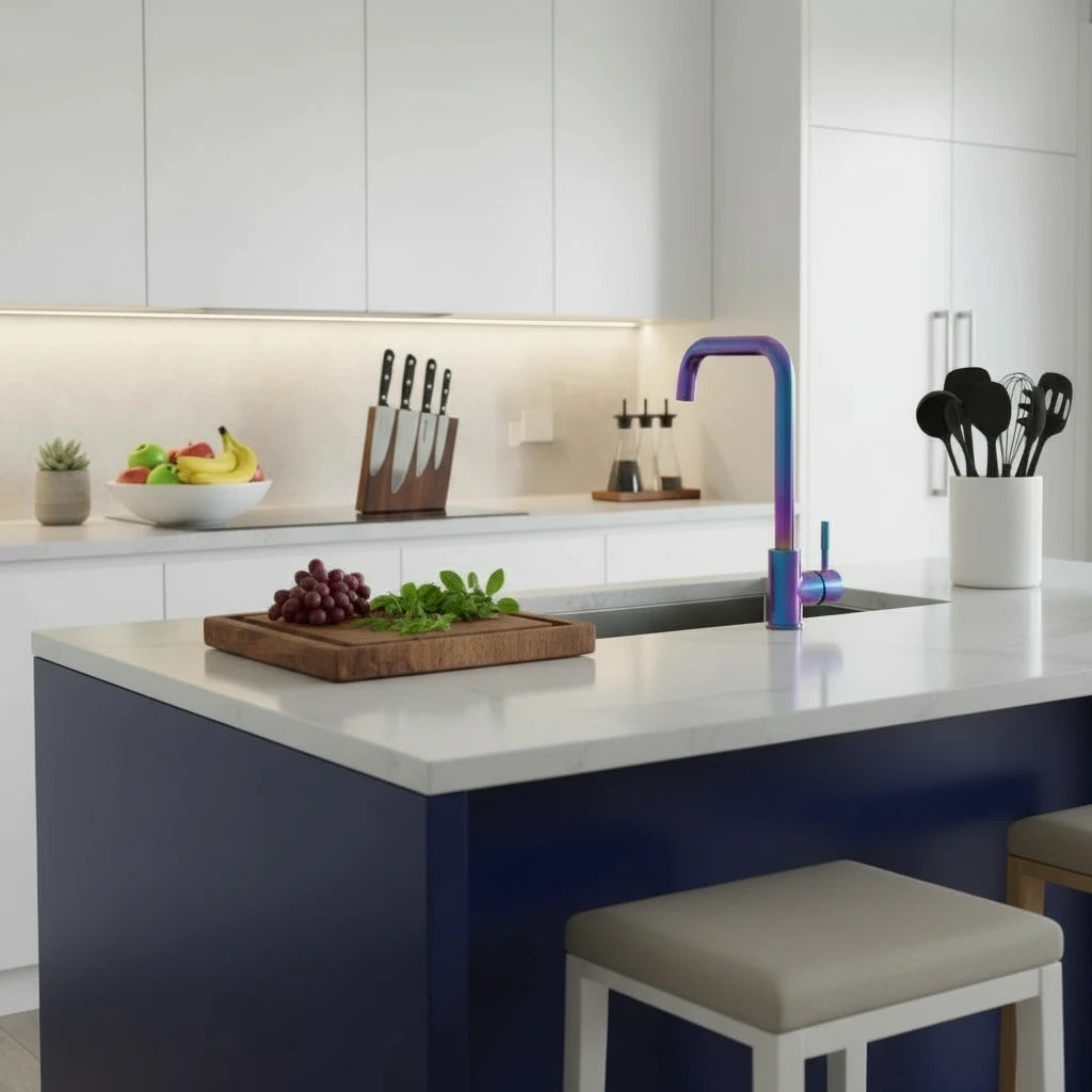 Iridescent Brass Swivel Kitchen Faucet – 360° Mixer Tap