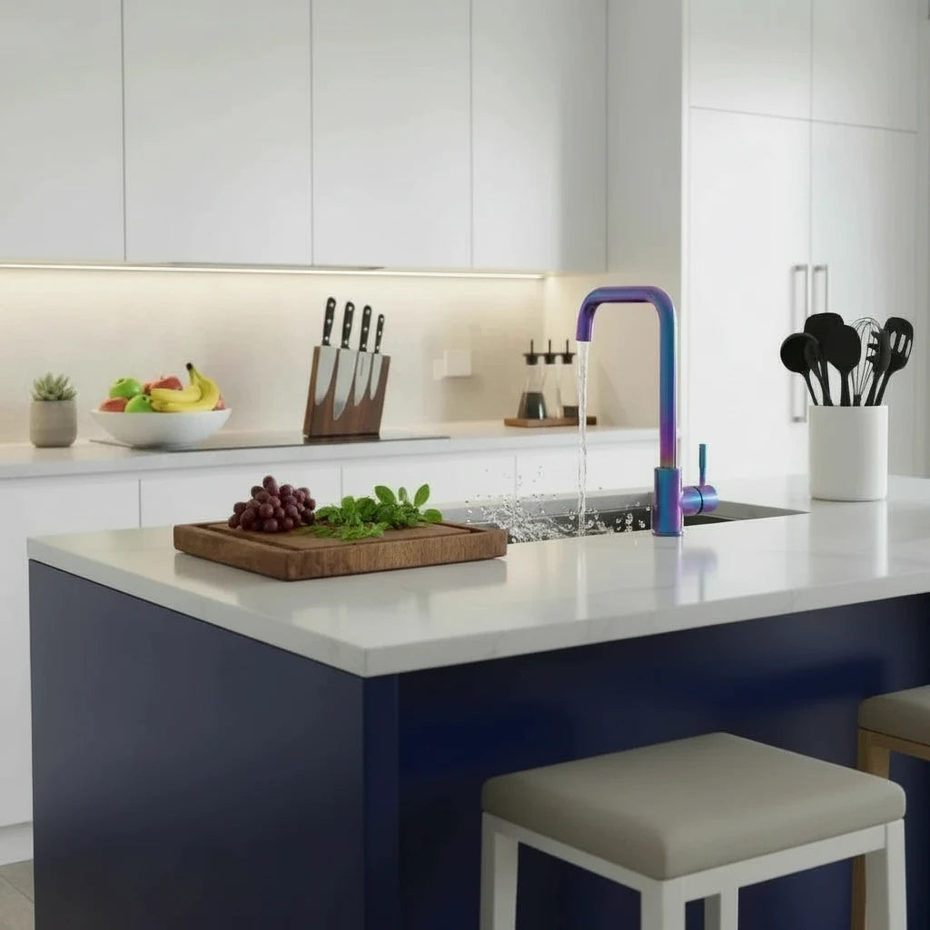 Iridescent Brass Swivel Kitchen Faucet – 360° Mixer Tap