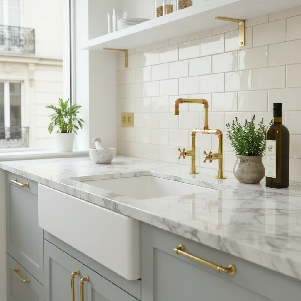 Handcrafted Solid Brass Kitchen Faucet — Artisan Finish