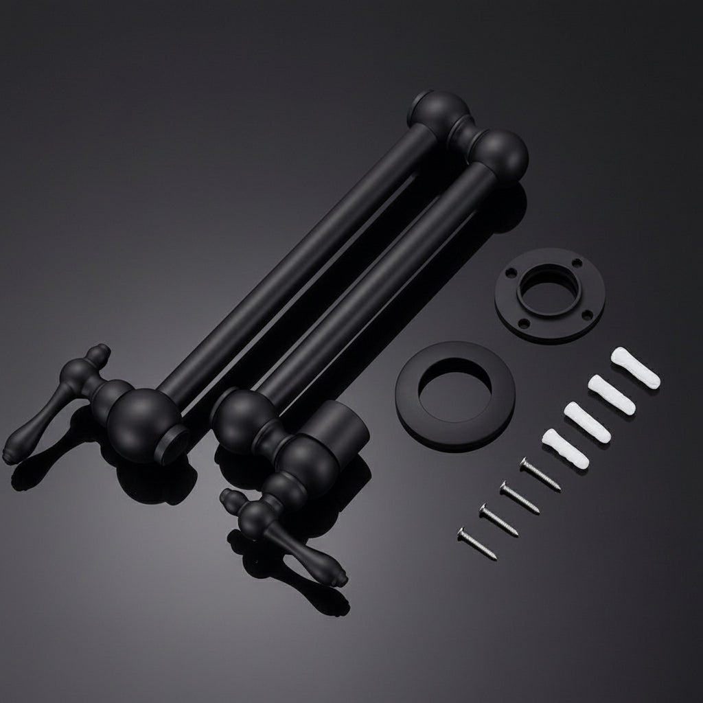 Wall-Mounted Pot Filler Faucet – Foldable Brass Double-Arm Design