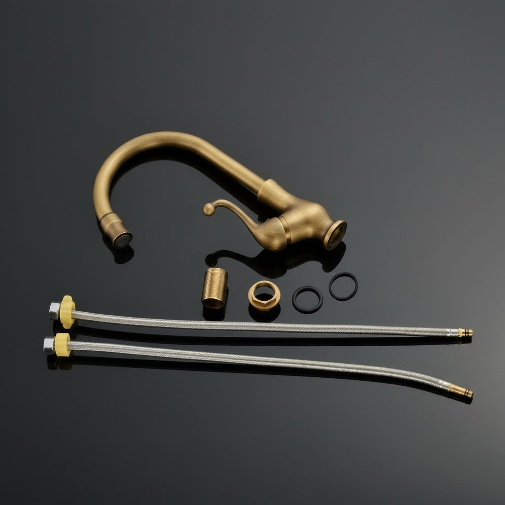 Brass Swivel Kitchen Faucet – Single Handle Classic Design