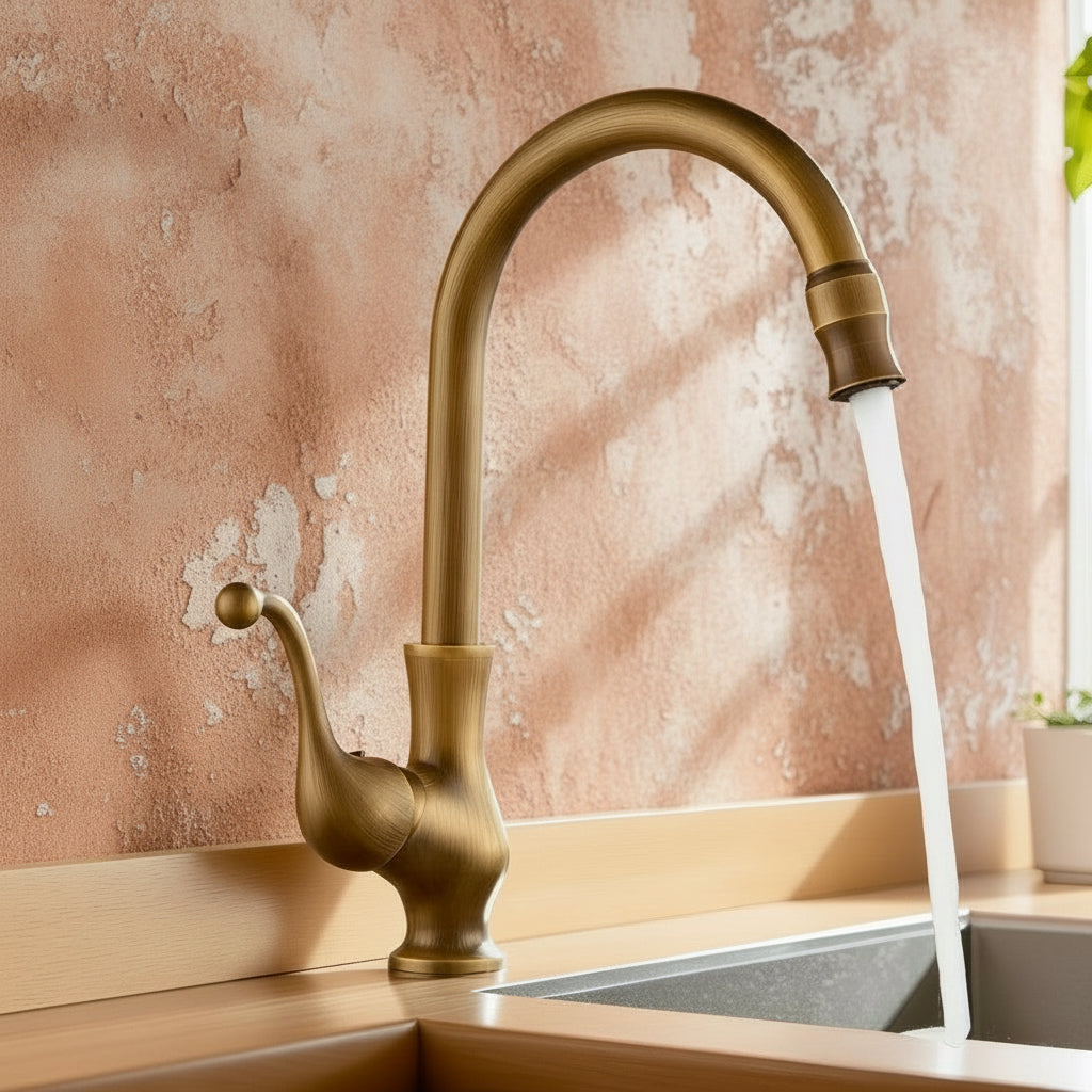 Brass Swivel Kitchen Faucet – Single Handle Classic Design