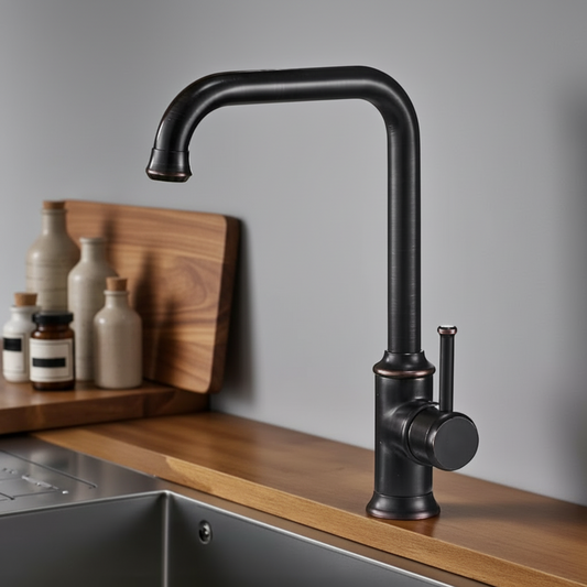 Black Bronze Kitchen Faucet – Single Handle with High Arc Design
