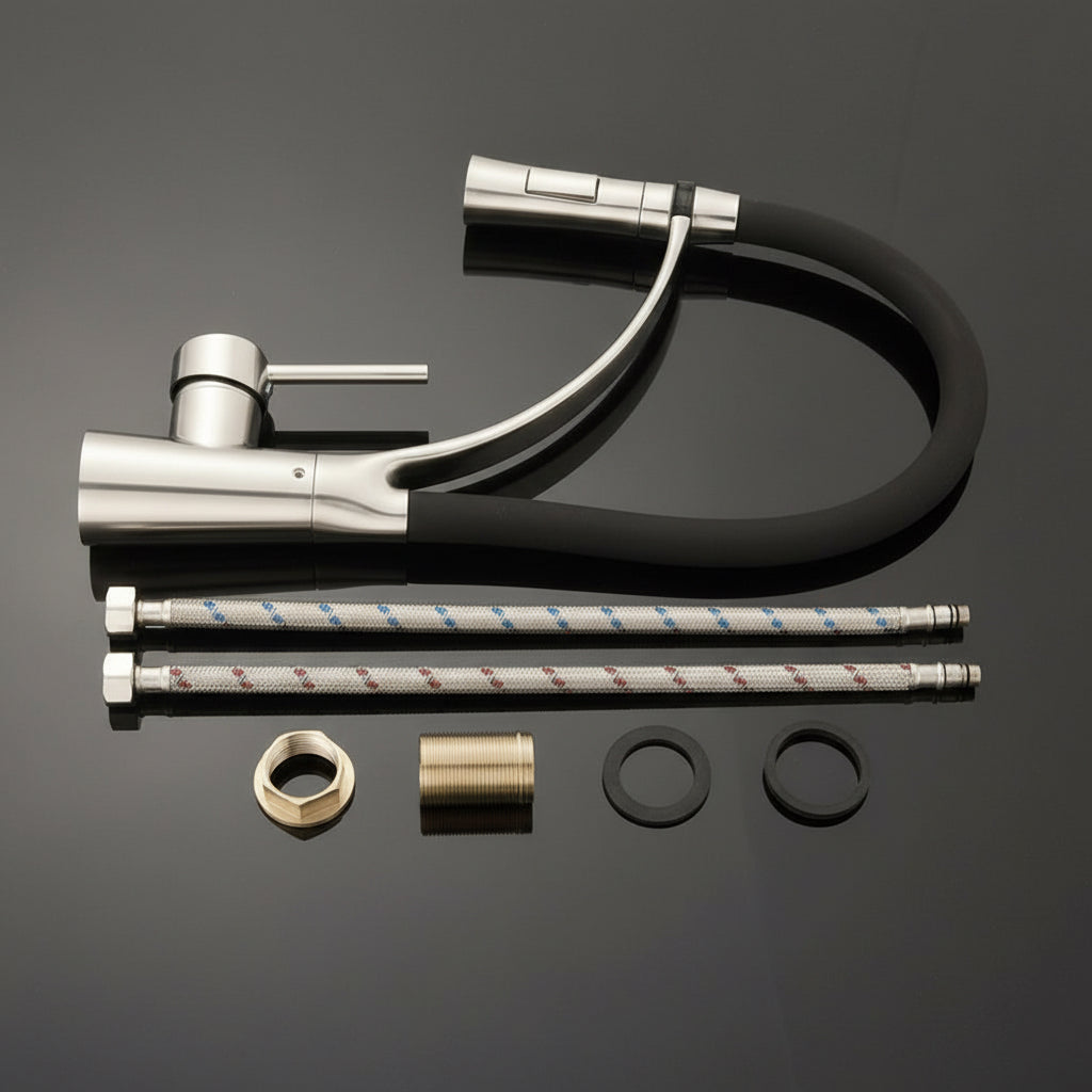 Brushed Nickel Kitchen Faucet — Modern Arc Design