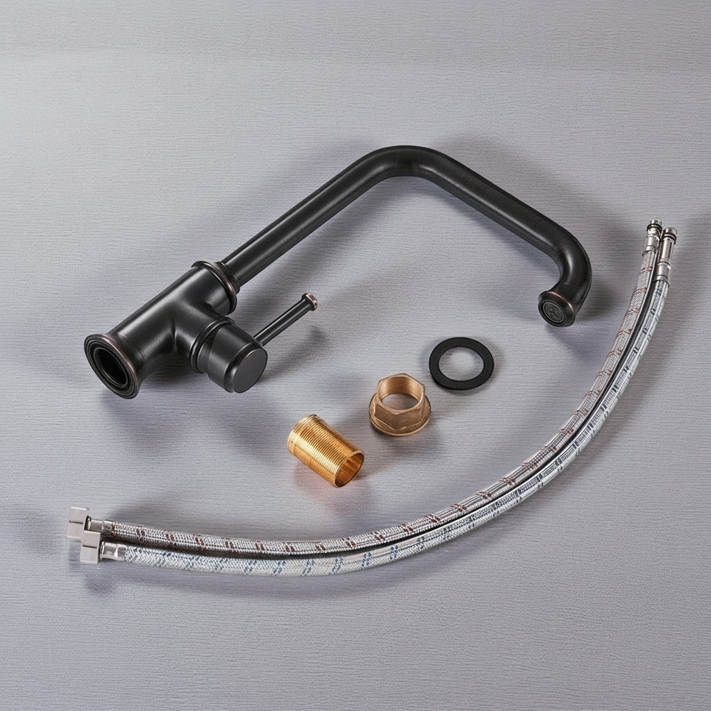 Black Bronze Kitchen Faucet – Single Handle with High Arc Design