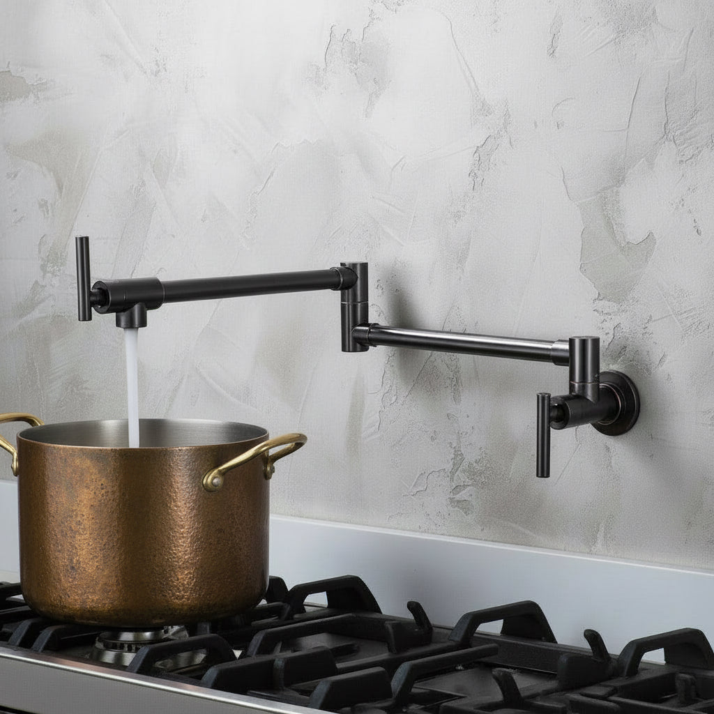 Black Bronze Kitchen Faucet – Single Handle Modern Swivel Design