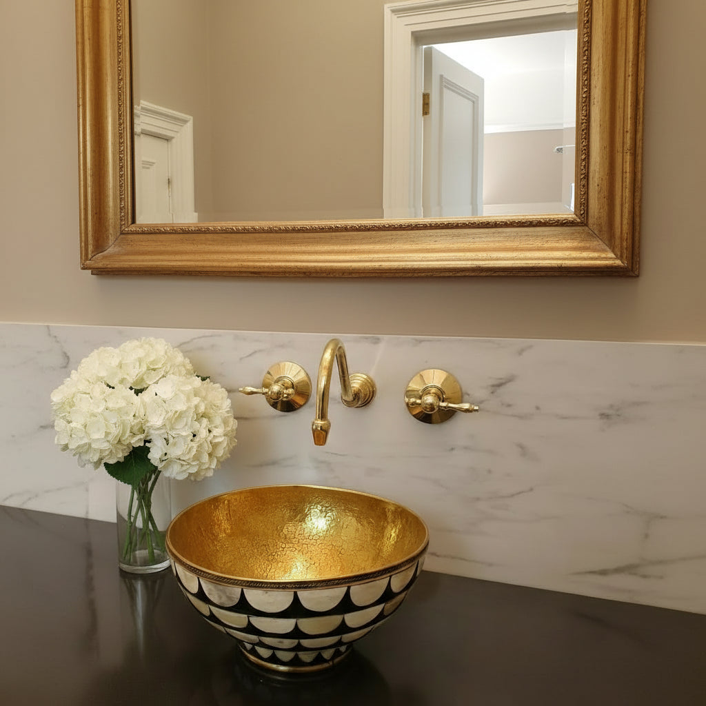 Unlacquered Brass Wall-Mounted Faucet — Architectural Minimal Design