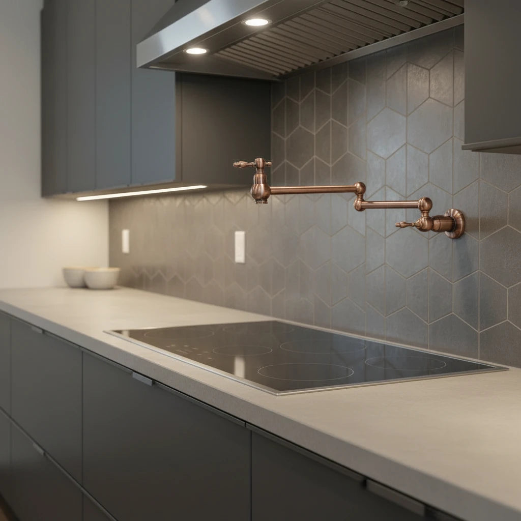 Antique Copper Kitchen Faucet — Handcrafted Solid Metal