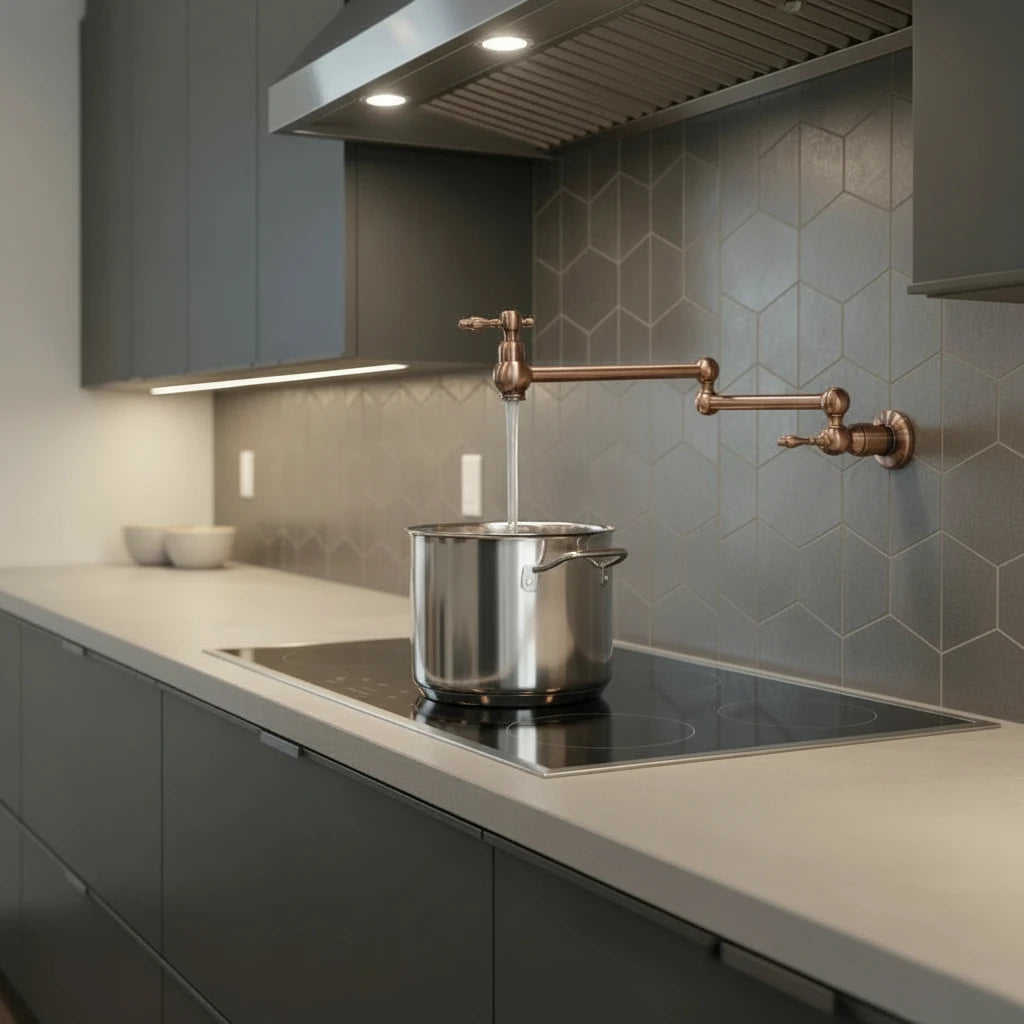 Antique Copper Kitchen Faucet — Handcrafted Solid Metal