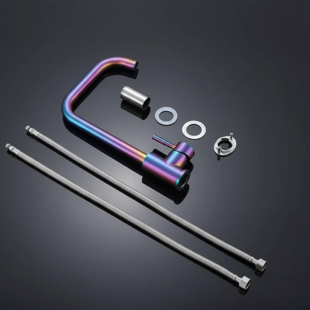 Iridescent Brass Swivel Kitchen Faucet – 360° Mixer Tap