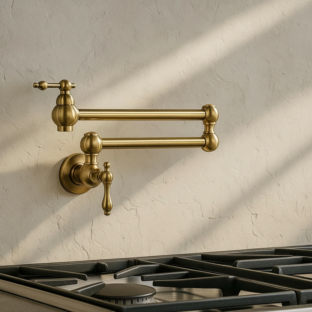 Brass Kitchen Faucet with Pot-Filler Function – Pull-Out Dual Water Control