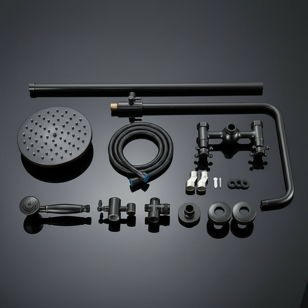 Outdoor Bronze Shower System — Architectural Garden & Spa Design