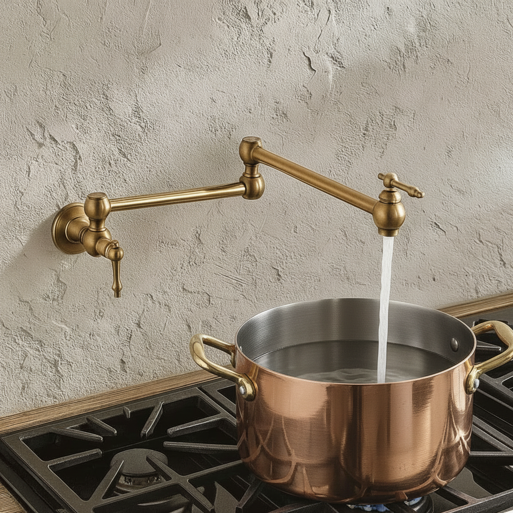 Brass Kitchen Faucet with Pot-Filler Function – Pull-Out Dual Water Control