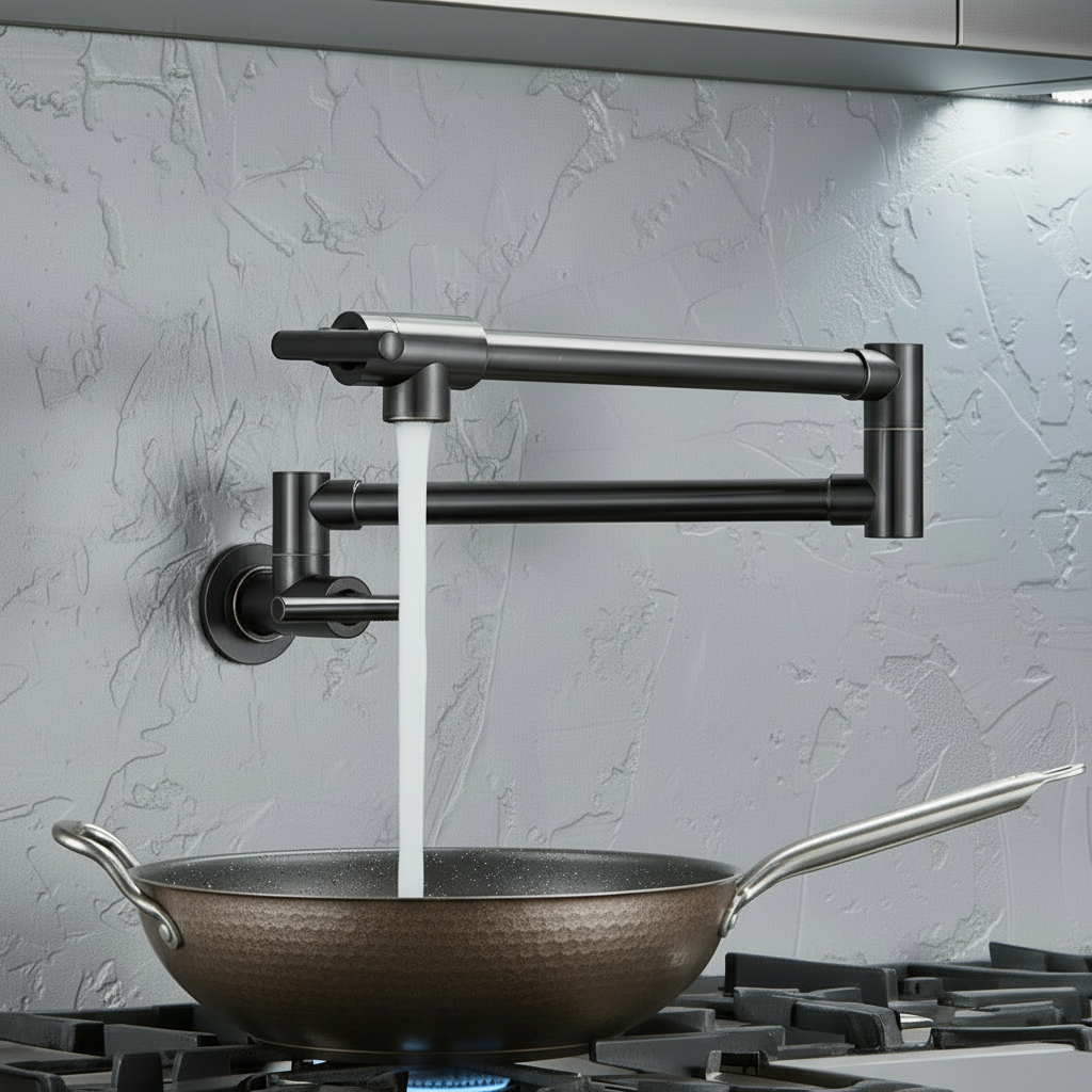 Black Bronze Kitchen Faucet – Single Handle Modern Swivel Design