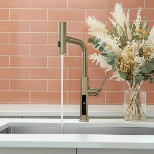 Pull-Out Kitchen Faucet with Rotating Spray – Modern Multifunction Design