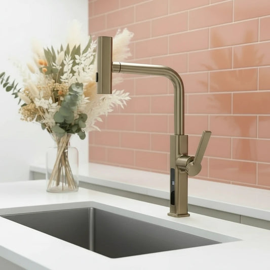 Pull-Out Kitchen Faucet with Rotating Spray – Modern Multifunction Design